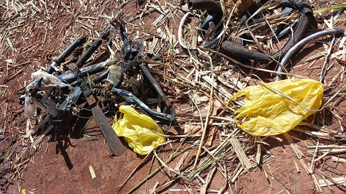 Restos da bicicleta encontrada pelos trabalhadores rurais. FOTO: Polícia Civil/Divulgação