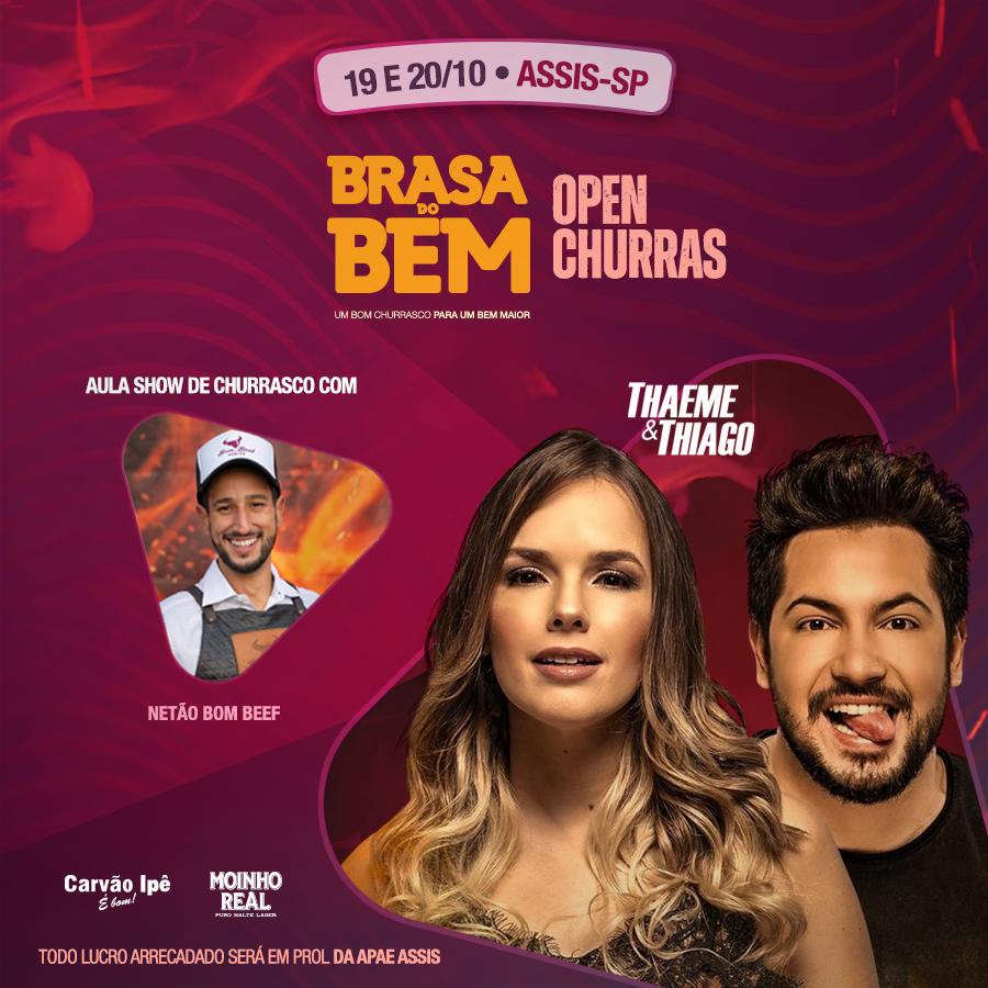 Foto: Divulgação - Para animar o público, a dupla sertaneja Thaeme e Thiago fará um show ao vivo, prometendo agitar os participantes.