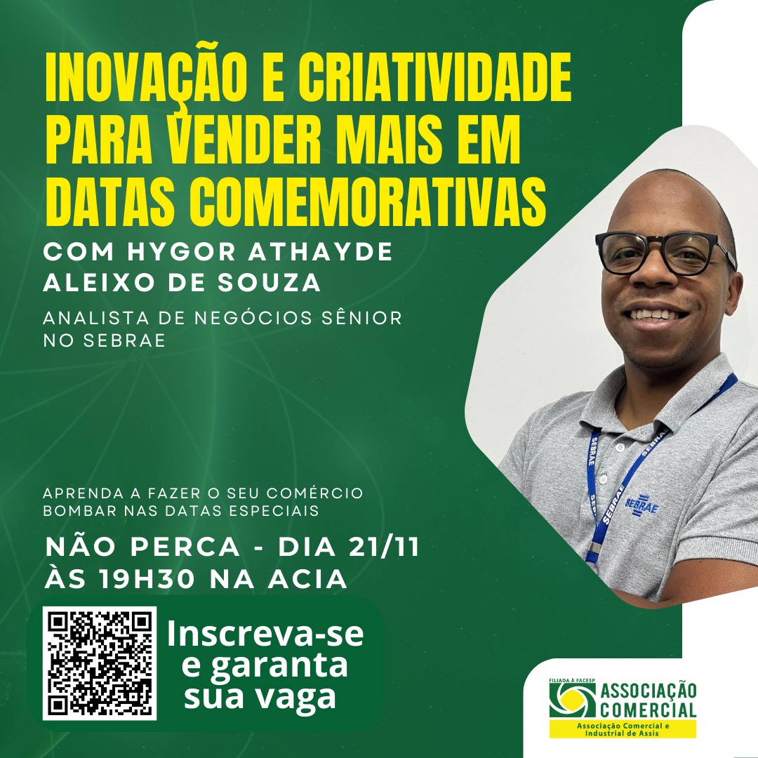 Foto: Divulgação - O evento contará com a presença de Hygor Athayde Aleixo de Souza, analista de negócios sênior do SEBRAE